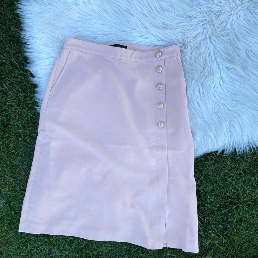 Talbots pink blush gold button skirt 8